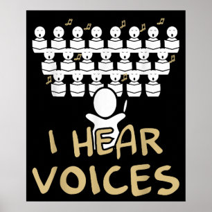 Affiche Chorale Enseignant J'Entends Voices Funny Choriste