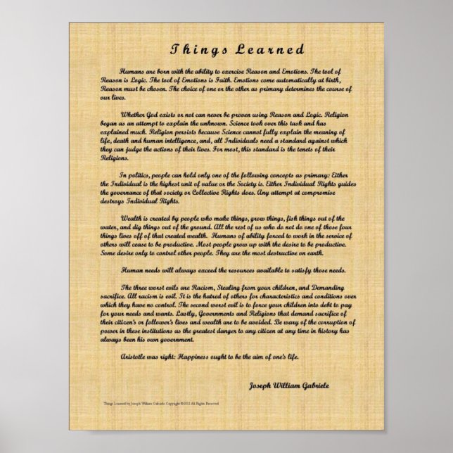 Affiche Choses apprises (Devant)