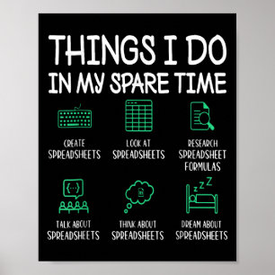 Affiche Choses que je fais dans mes tableurs de temps libr