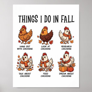 Affiche Choses que je fais en automne Poulet Automne Fille
