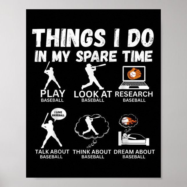 Affiche Choses que je fais pendant mon temps libre Basebal (Devant)