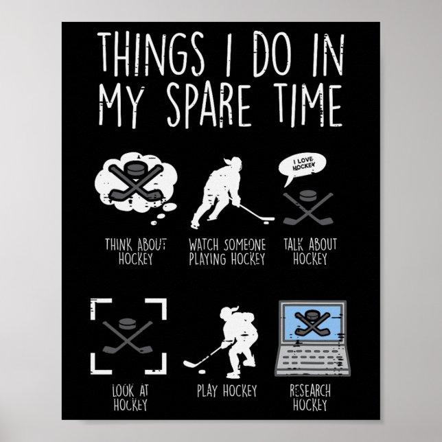 Affiche Choses que je fais pendant mon temps libre Hockey  (Devant)