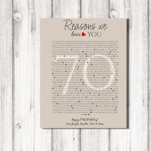 Affiche choses que nous aimons à votre sujet 70, 60, 50, a