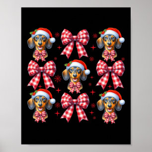 Affiche Chou Dachshund Chien Rouge Coquette Bow Christma