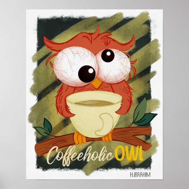 Affiche Chouette à café (Devant)