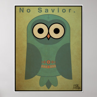 Affiche Chouette anti-religion de 11 x 14 po (jeu de coule