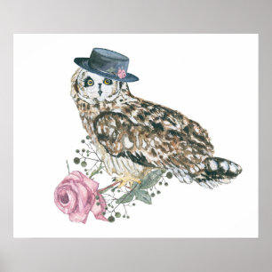 Affiche Chouette aquarelle