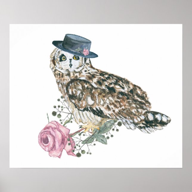 Affiche Chouette aquarelle (Devant)