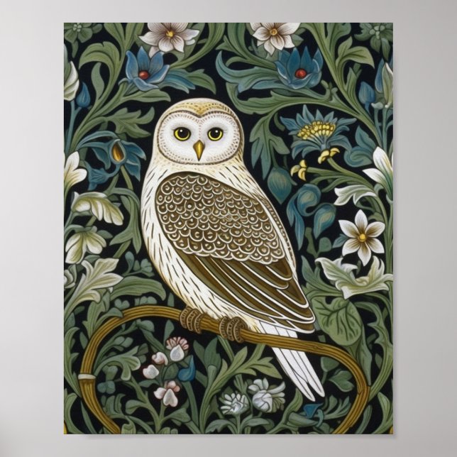 Affiche Chouette blanche style Art nouveau (Devant)