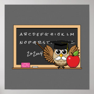 Affiche Chouette de maître mignonne avec un dessin à la po