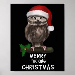 Affiche Chouette de Noël Joyeuse Ing (d010-0514a)