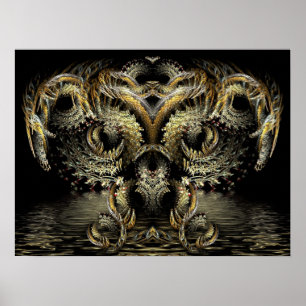 Affiche Chouette-dragon fractale