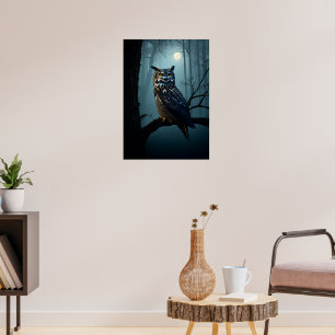 Affiche Chouette en Forêt Lune - Mysterious Night Wildlife