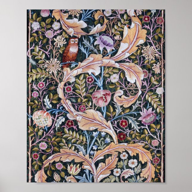 Affiche Chouette et fleurs, William Morris (Devant)