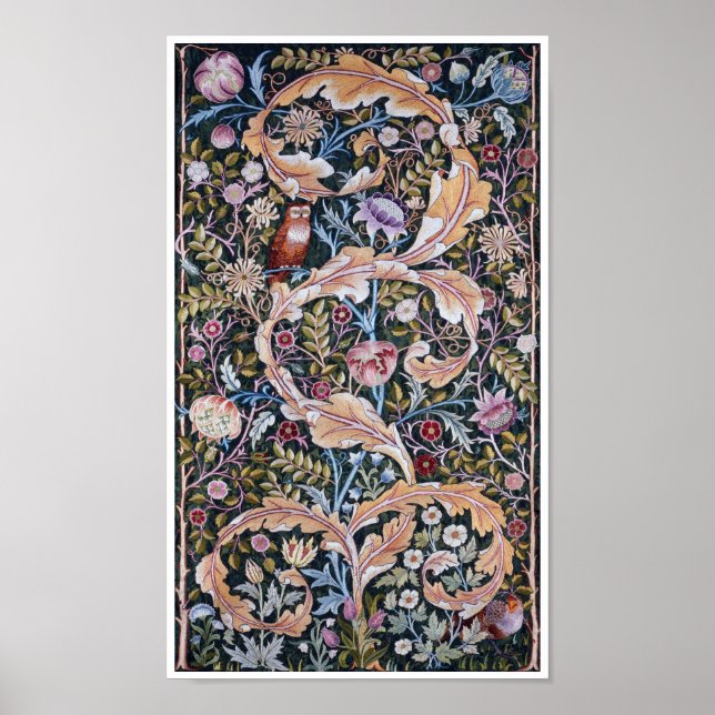 Affiche Chouette et fleurs, William Morris (Devant)