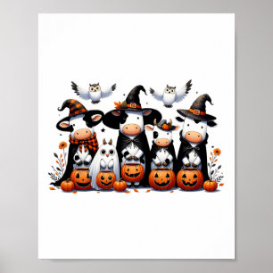 Affiche Chouette fantôme Vaches Halloween Animaux Vache Lo