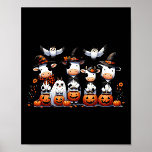 Affiche Chouette fantôme Vaches Halloween Animaux Vache Lo