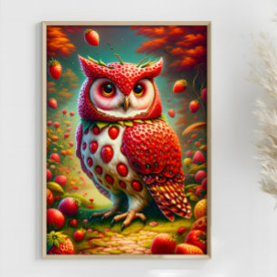 Affiche Chouette fraise Imaginaire surréaliste Chouette