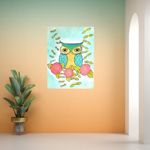 Affiche Chouette Jardin Forêt Aquarelle Encre Imprimer