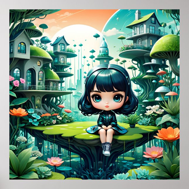 Affiche Chouette mignonne en Béanie colorée (Devant)