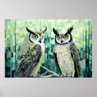 Chouette Oiseau Art Décor Peinture Mosaïque