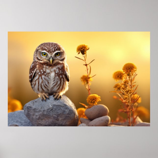 Affiche Chouette Oiseau sauvage Animal Tranquille Pacifiqu (Devant)