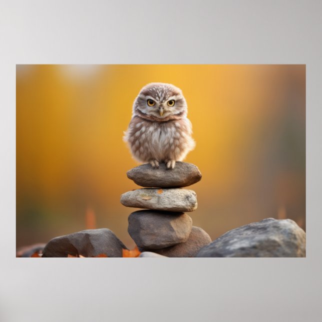 Affiche Chouette Oiseau sauvage Animal Tranquille Pacifiqu (Devant)