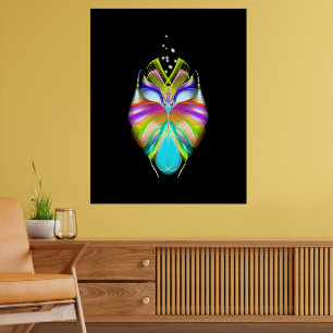 Affiche Chouette Oracle noire et multicouleur