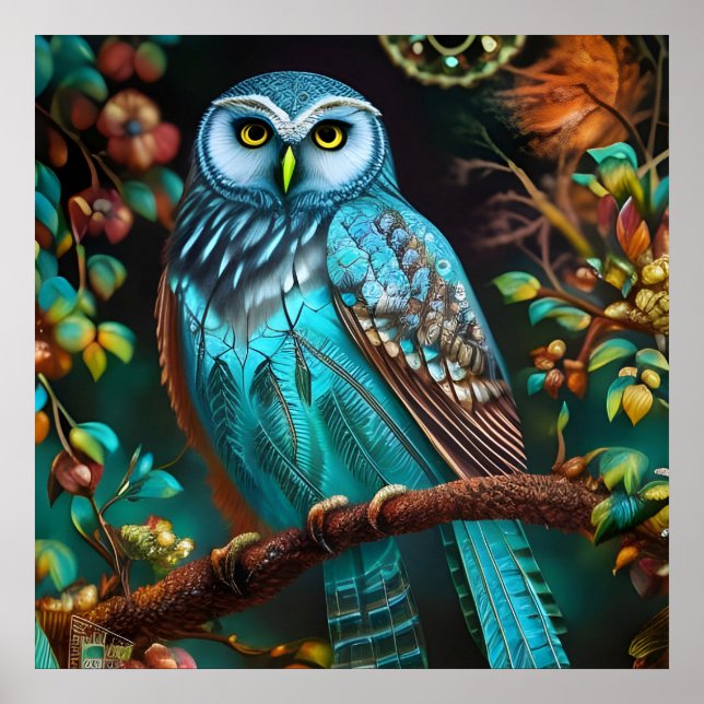 Affiche Chouette turquoise (Devant)