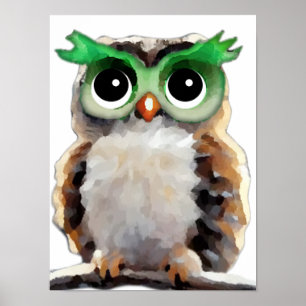 Affiche Chouette verte mignonne