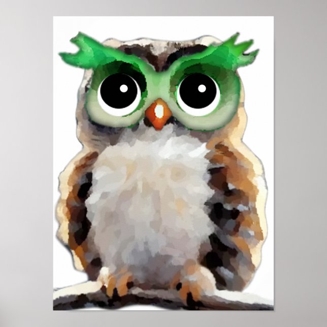 Affiche Chouette verte mignonne (Devant)