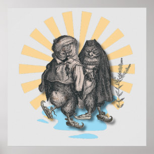 Affiche Chouettes de patinage   Style rétro   Conception n