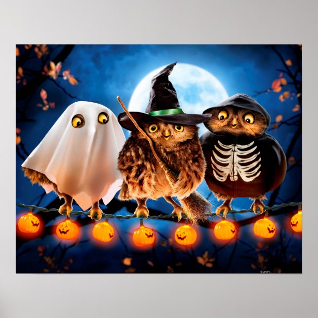 Affiche Chouettes d'Halloween (Devant)