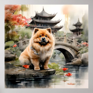 Affiche Chow Chow à la découverte d'un jardin chinois