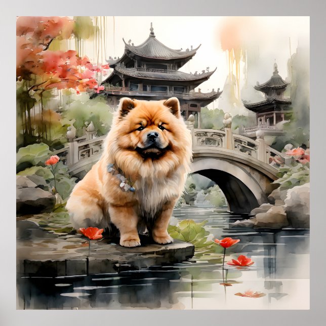 Affiche Chow Chow à la découverte d'un jardin chinois (Devant)