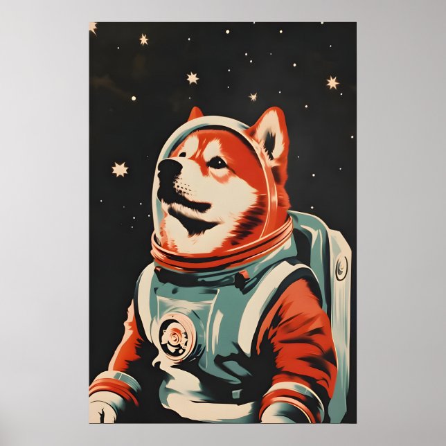 Affiche Chow Chow Astronaut Poster, Chow Chow Retro Print (Devant)