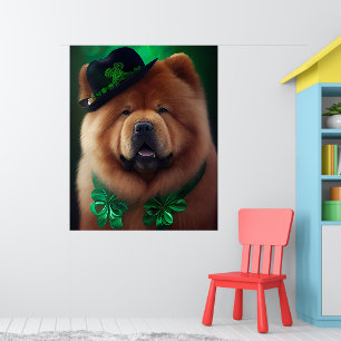 Affiche Chow Chow Dog en tenue de la Saint Patrick