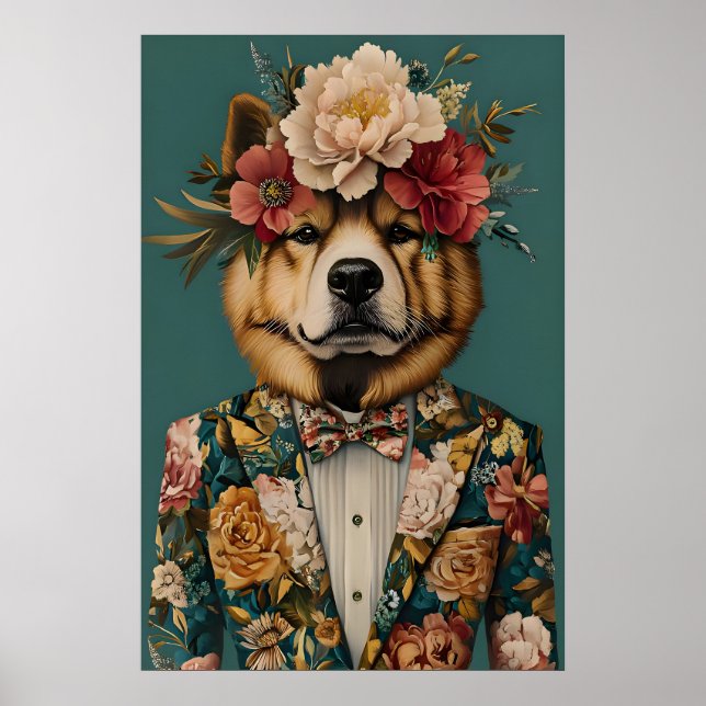 Affiche Chow Chow In Suit Poster, Chow Chow Portrait, Chow (Devant)