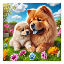Chow Chow maman et son chiot