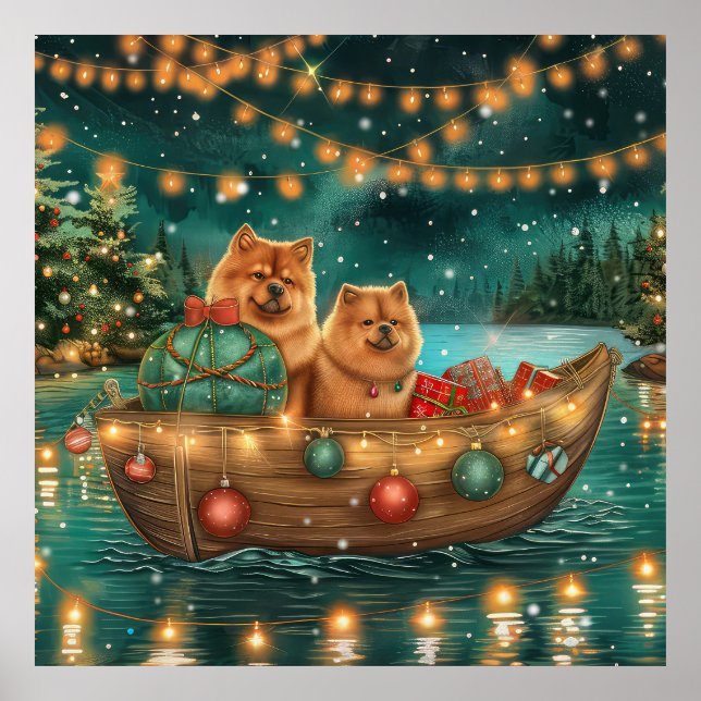 Affiche Chow Chow Noël Festive Voyage (Devant)