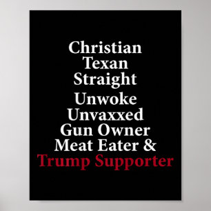 Affiche Chrétien Texan Straight Unwoke Gun Propriétaire Tr