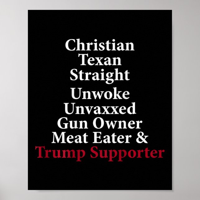 Affiche Chrétien Texan Straight Unwoke Gun Propriétaire Tr (Devant)