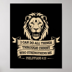 Affiche Chrétiens Philippiens 4_13 Force Lion Religieux
