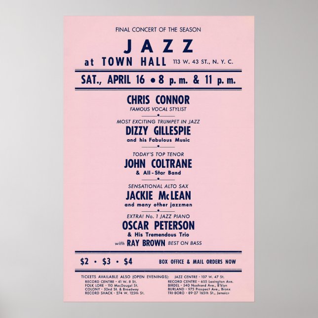 Affiche Chris Connor - Dizzy Gillespie - John Coltrane (Devant)