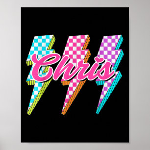 Affiche Chris groovy éclair à carreaux J'aime Meme