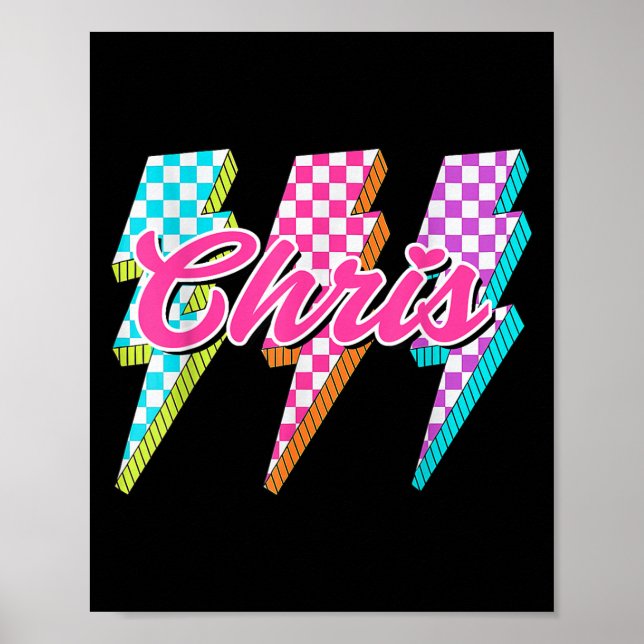 Affiche Chris groovy éclair à carreaux J'aime Meme  (Devant)