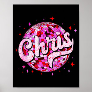 Affiche Chris groovy prénom D J'aime les t-shirts Chris mè