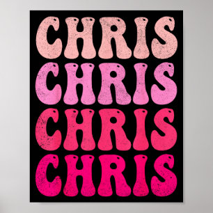 Affiche Chris groovy prénom D J'aime les t-shirts Chris Me