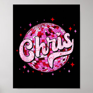 Affiche Chris groovy prénom D J'aime les t-shirts Chris Me