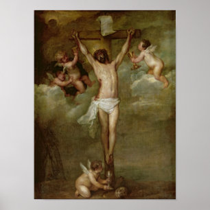 Affiche Christ assisté par des anges tenant des chalices